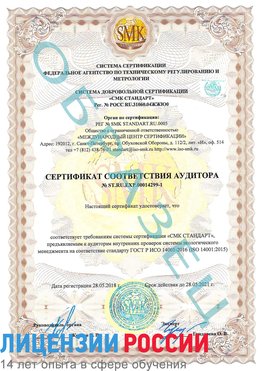 Образец сертификата соответствия аудитора №ST.RU.EXP.00014299-1 Нахабино Сертификат ISO 14001